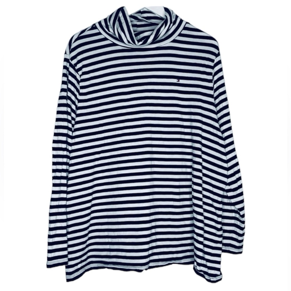 Tommy Hilfiger Plus Size black & white stripe long sleeve turtleneck top Size 2X